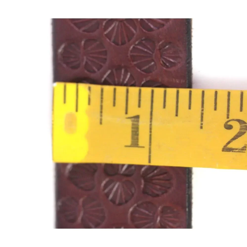 Lucky Brand TOOLED BROWN REAL LEATHER 1 3/8